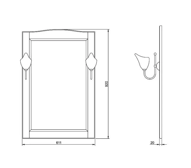 Зеркало ValenHouse Эллина 65 свет, слоновая кость, бронза