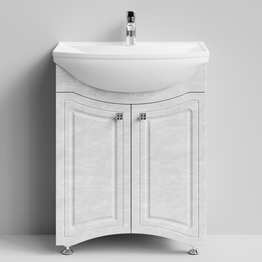 Тумба с раковиной Адам 65 напольная, Белый камень