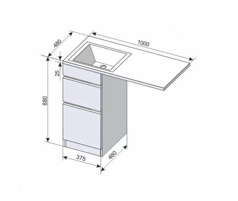Тумба напольная Style Line Даллас 100 Люкс Plus Эмаль с раковиной Даллас 100 под стиральную машину, два ящика, левая, белая