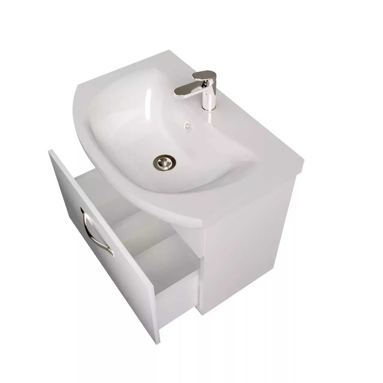 Тумба подвесная 1Marka Вита 65П с раковиной Балтика 65, 1 ящик, белый