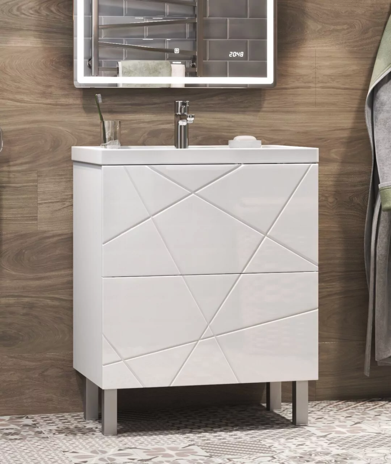 Тумба напольная Vigo Geometry 60 с раковиной Como 60, белый