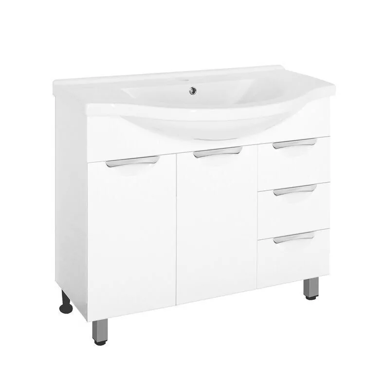 Тумба с раковиной Style Line Жасмин 100 напольная, белая