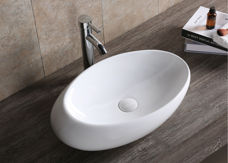 Раковина Ceruttispa CR0058A накладная, белая, смещенный овал 480х300х140