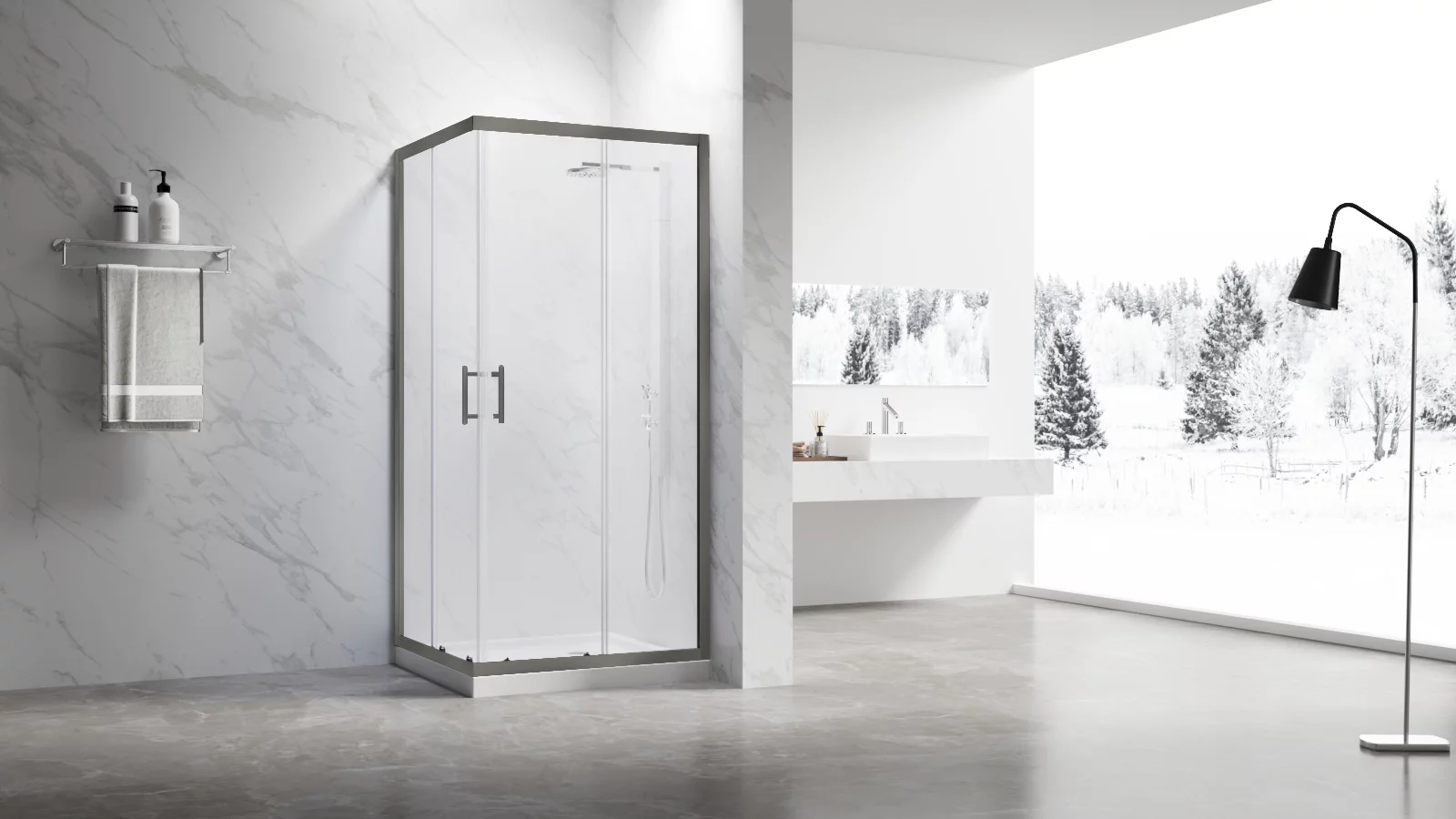 Душевой угол Veconi Rovigo RV-27GM, 1000x800x1900, оружейная сталь, прозрачное стекло