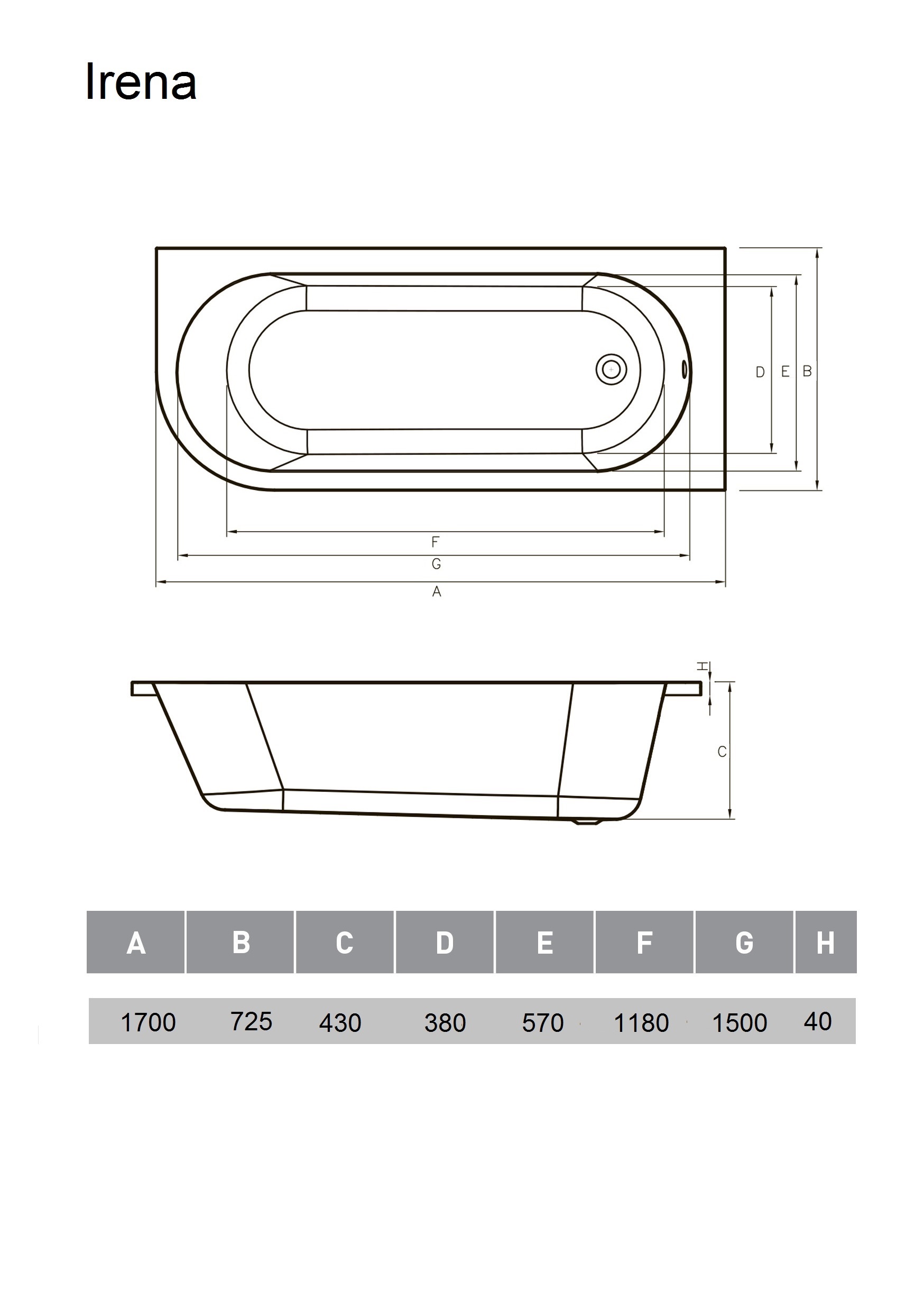 Ванна акриловая Vayer Irena 170х72 R