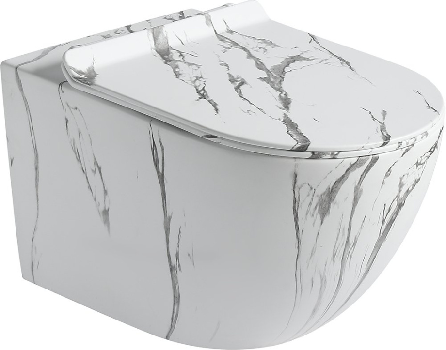 Унитаз SantiLine SL-5002T-MM подвесной, с микролифтом, мрамор