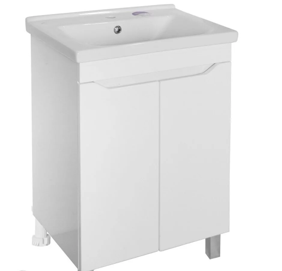Тумба с раковиной Асб-мебель Бари 60-2.0 напольная, 2 двери, белый