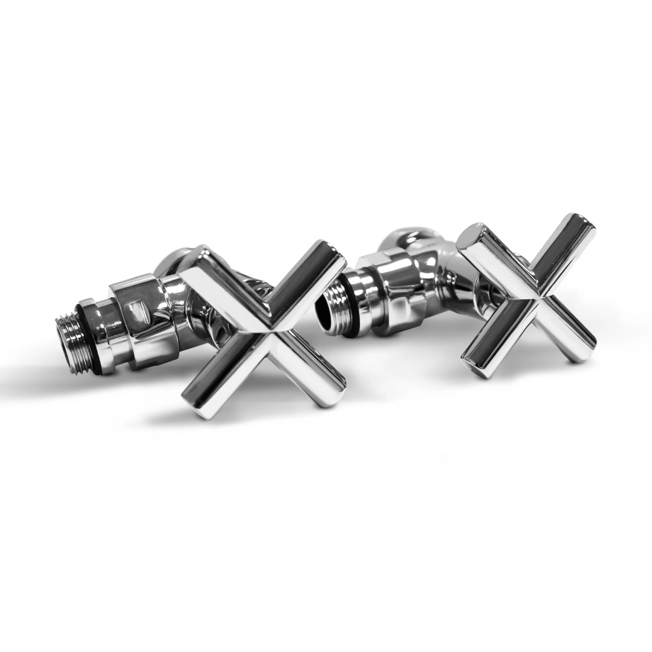 Кран для полотенцесушителя / вентиль угловой Energy, 1/2'' - 3/4'', цвет хром, ручка крест - 2 шт.