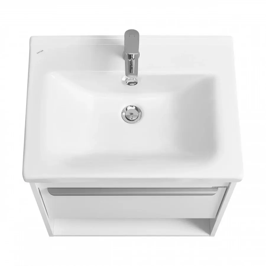 Тумба подвесная Aquaton Хоуп 60 с раковиной Миранда 60, 1 ящик, белый
