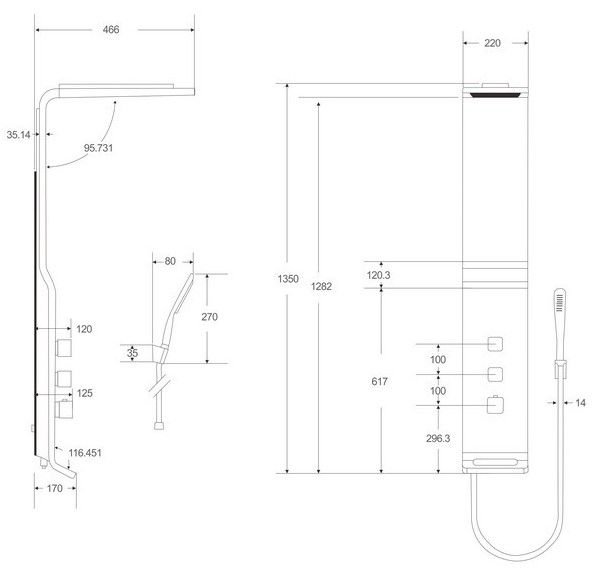 Душевая панель Ceruttispa SELLA B CT8989 из нержавеющей стали, цвет черный