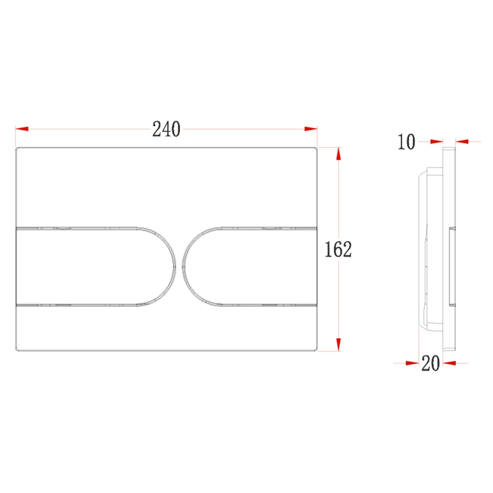 Кнопка смыва Veconi FLUSH V6, FLV6-B, 240х162х10, пластик, черный матовый