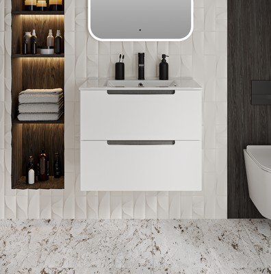 Тумба подвесная Runo Лина 70 с раковиной Teffy 70, белый