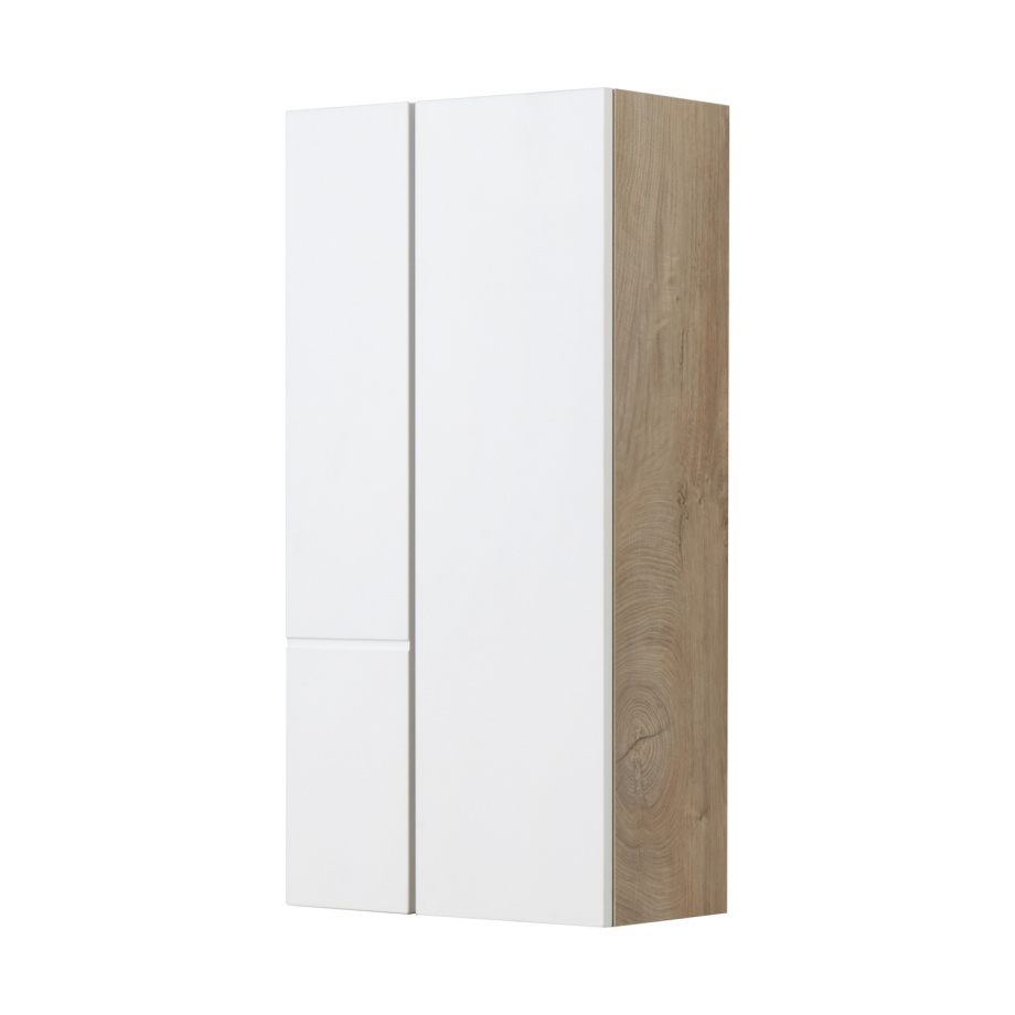 Шкаф навесной Aquaton Мишель 43 две двери, дуб эндгрейн, белый