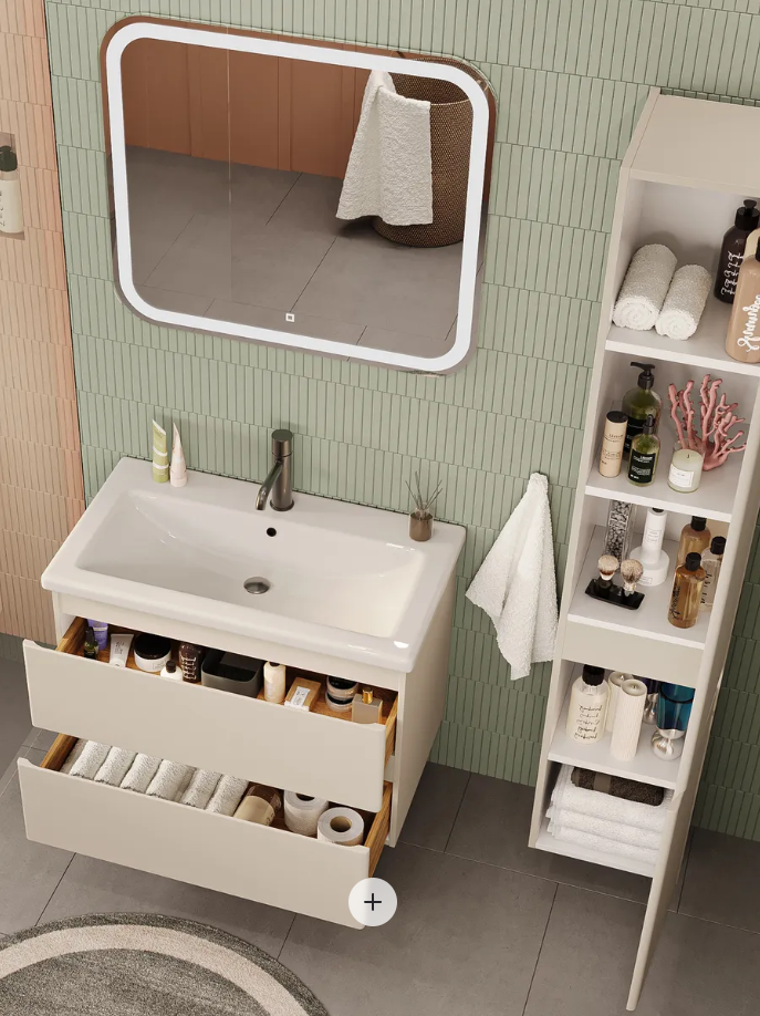 Тумба подвесная SanStar Riana 80 с раковиной Como 80 (комплект), cappuccino