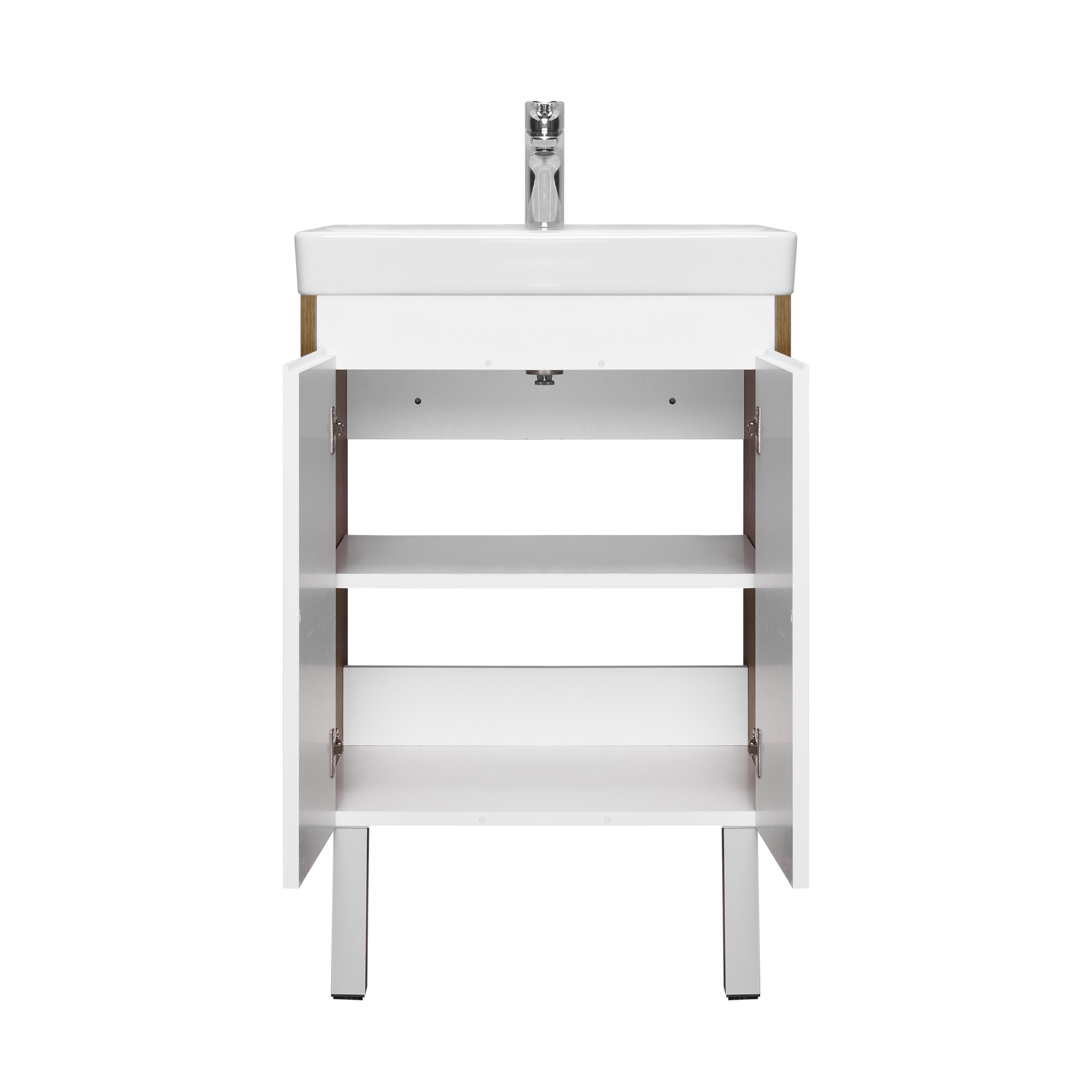 Тумба Aquaton Сканди Doors 55 с раковиной Адриана 55, 2 ящика, подвесная, белый, дуб рустикальный