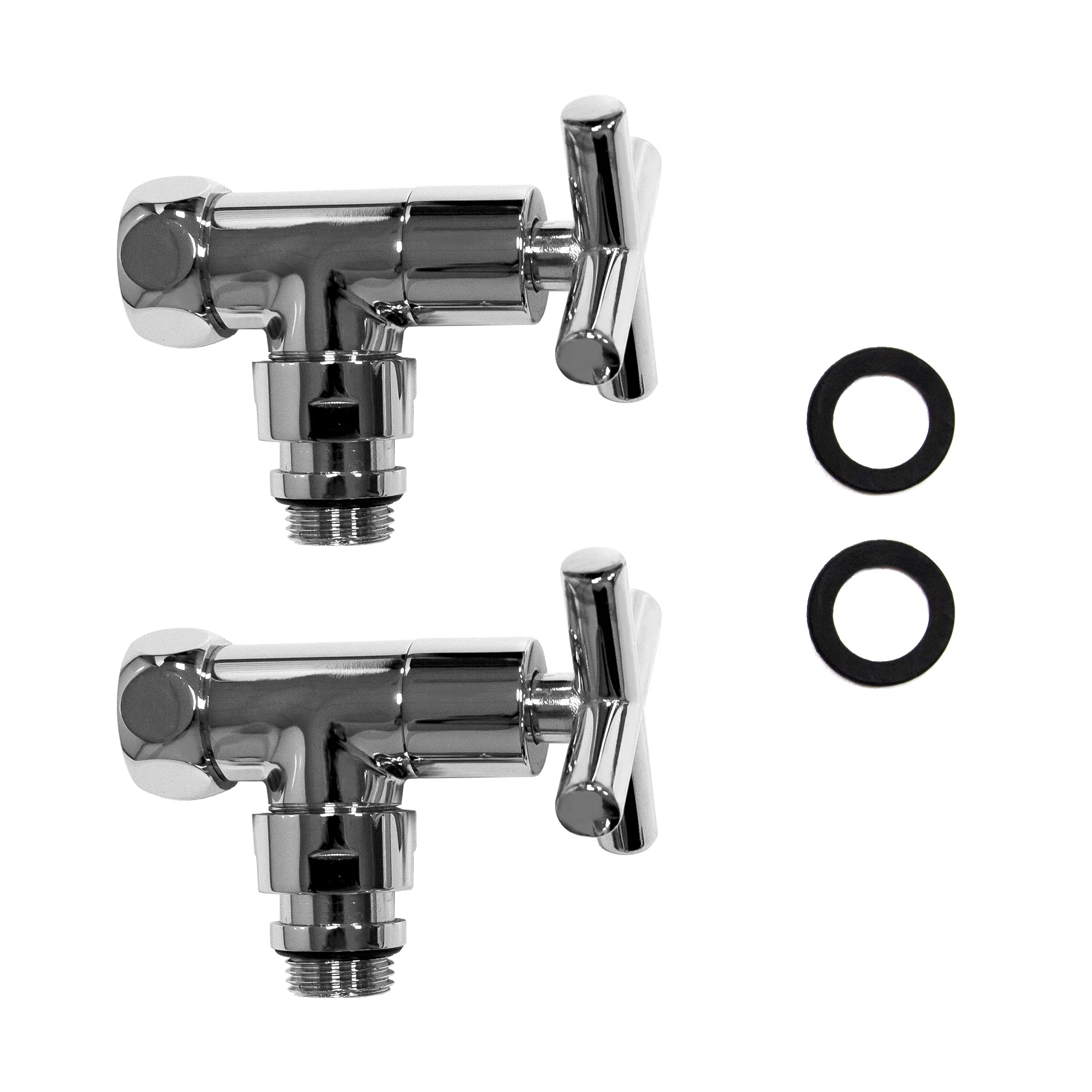 Кран для полотенцесушителя / вентиль угловой Energy, 1/2'' - 3/4'', цвет хром, ручка крест - 2 шт.