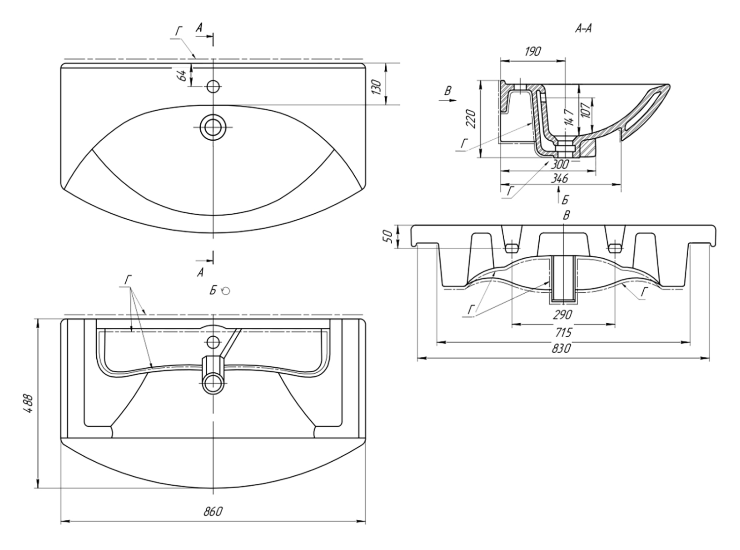 Тумба с раковиной Misty Чегет 85 белый