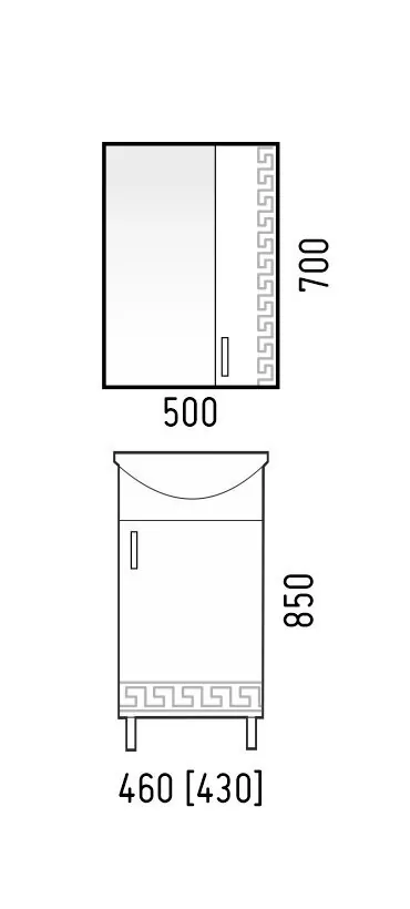 Тумба напольная Corozo Олимп 45 с раковиной Уют 45, белая