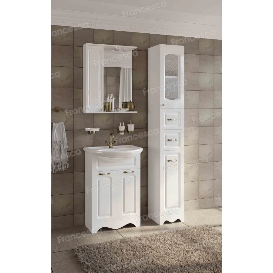 Тумба с раковиной Francesca Империя 50 напольная, 2 двери, белая
