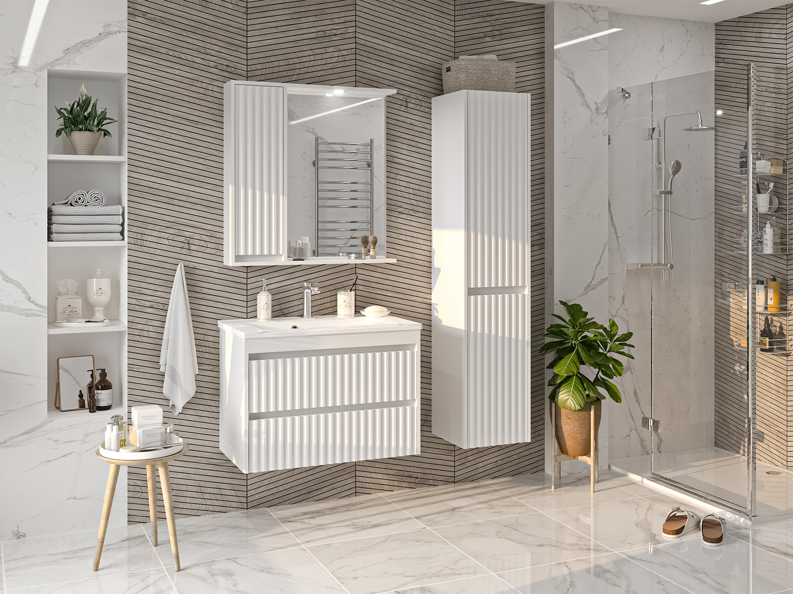 Тумба с раковиной Brevita Balaton 80 подвесная, белый