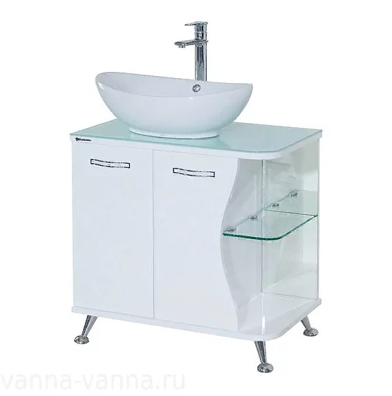 Тумба напольная с накладной раковиной Bellezza Рио 70 левая, белая