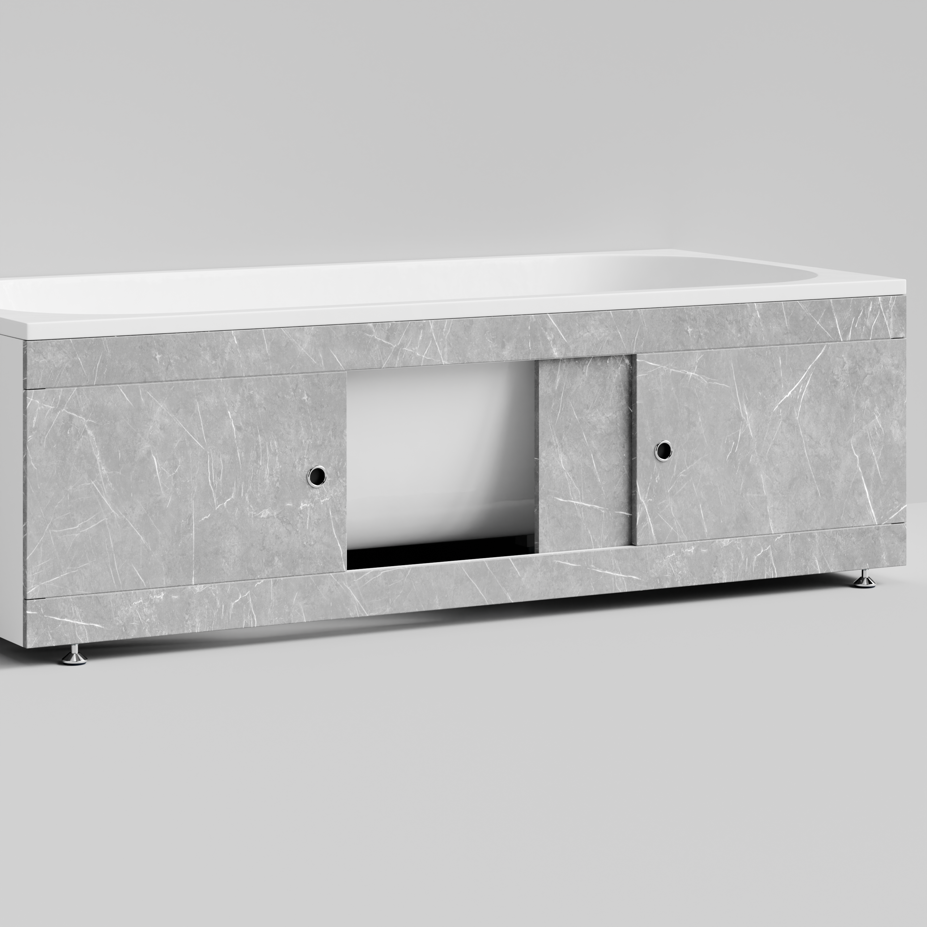 Экран под ванну Vod-ok Купе 180 раздвижной Мрамор Белый софт тач