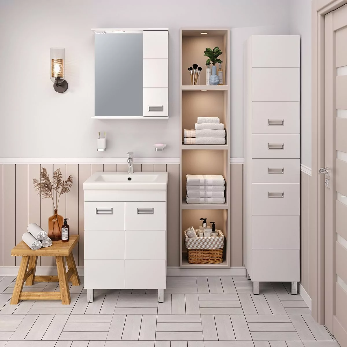 Пенал Emmy Монтана 30 L/R напольный, белый