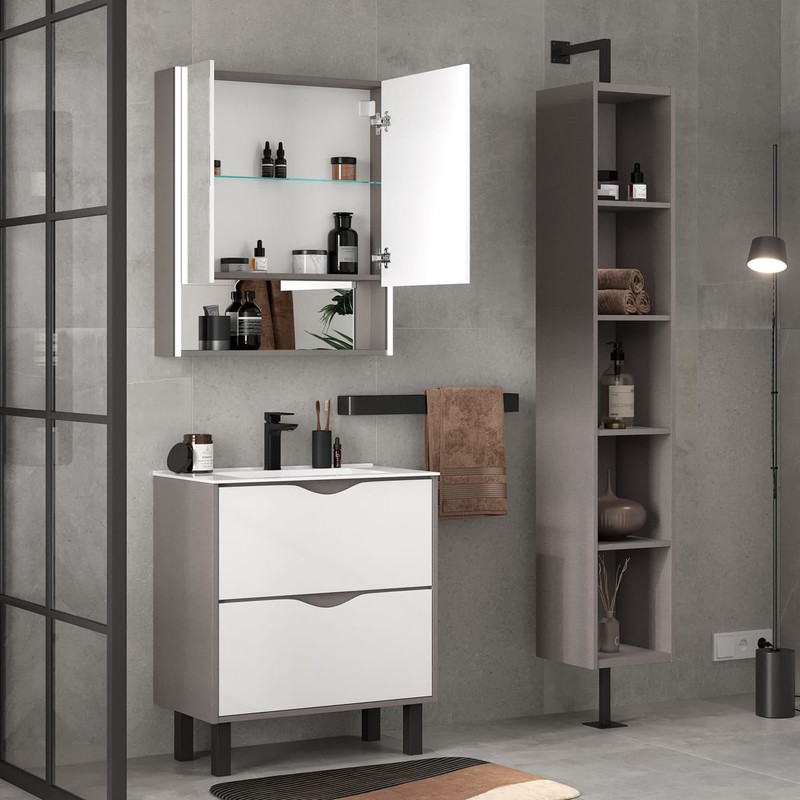 Зеркальный шкаф EQUIL Smile LED 70 лен антрацит