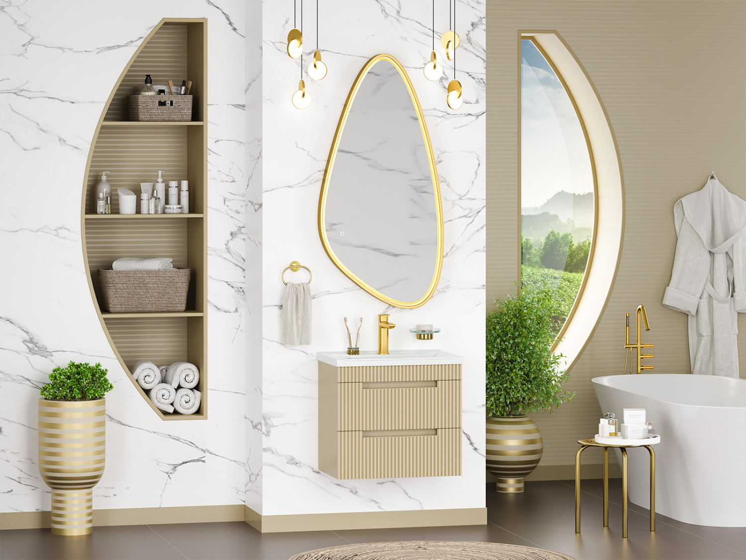 Тумба с раковиной Brevita Ariana 60 подвесная, капучино