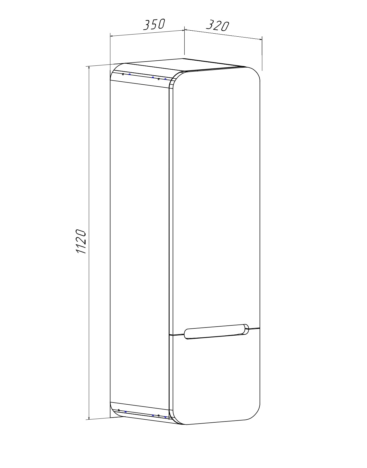 Пенал Runo Ницца 35 подвесной, R, графит/дуб натуральный