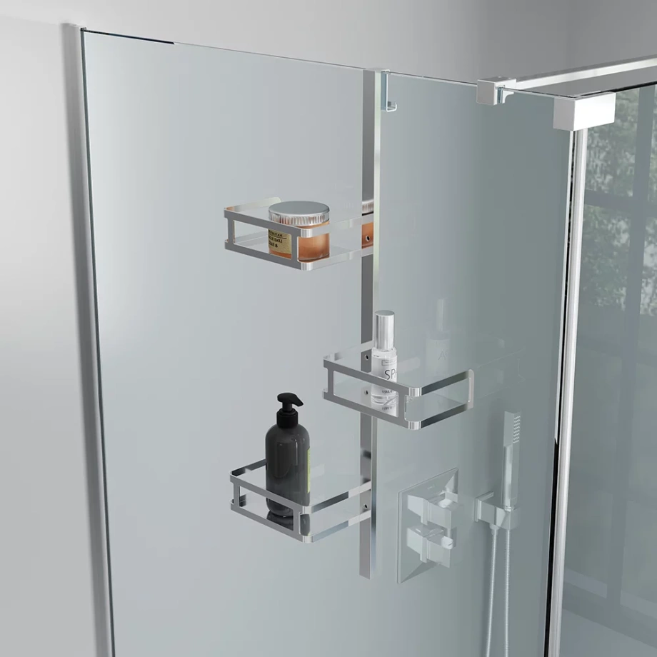 Полка для душевого ограждения Veconi Moderno, 650x120x324, полированная сталь