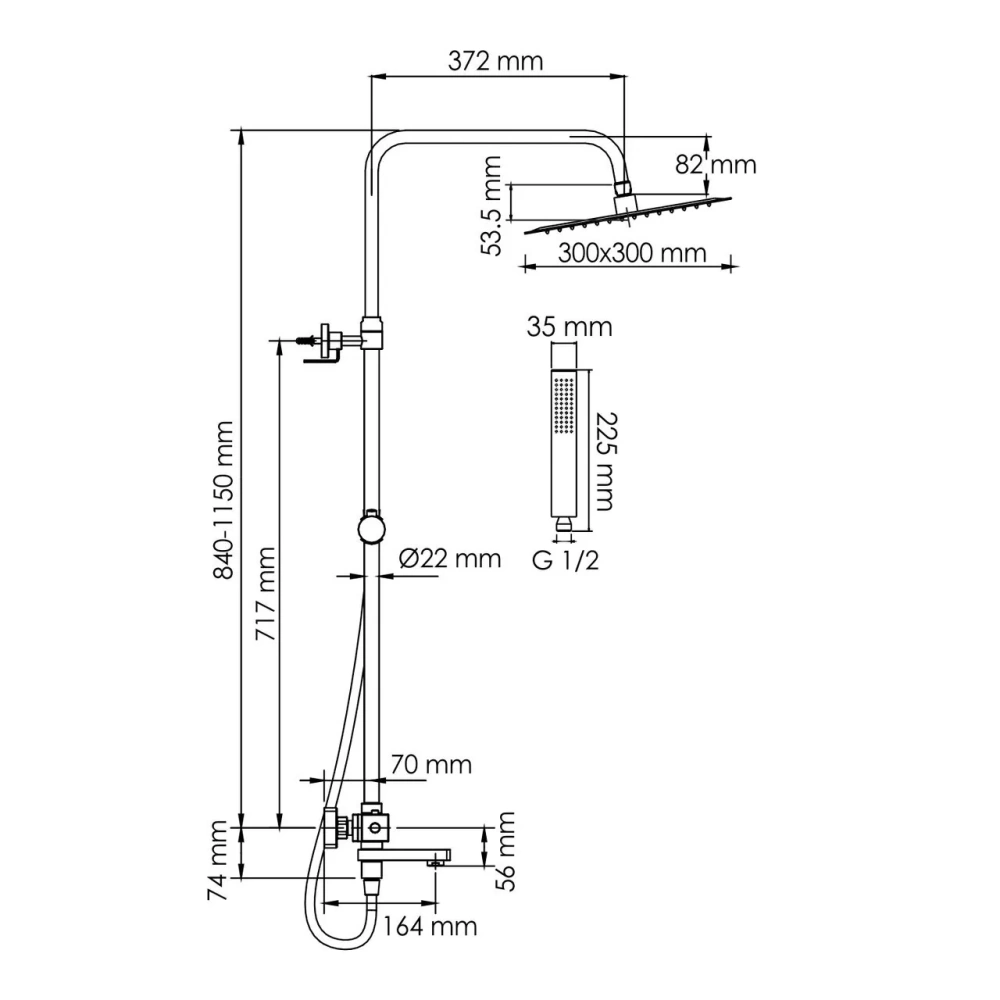 Душевая стойка WasserKraft Abens A299.162.218.BM Thermo черный Soft-touch от магазина Vanna-Vanna.ru!