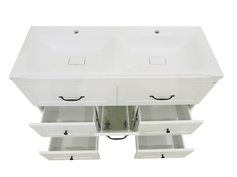 Тумба с раковиной Misty Дуэт 120 с бельевой корзиной, белый