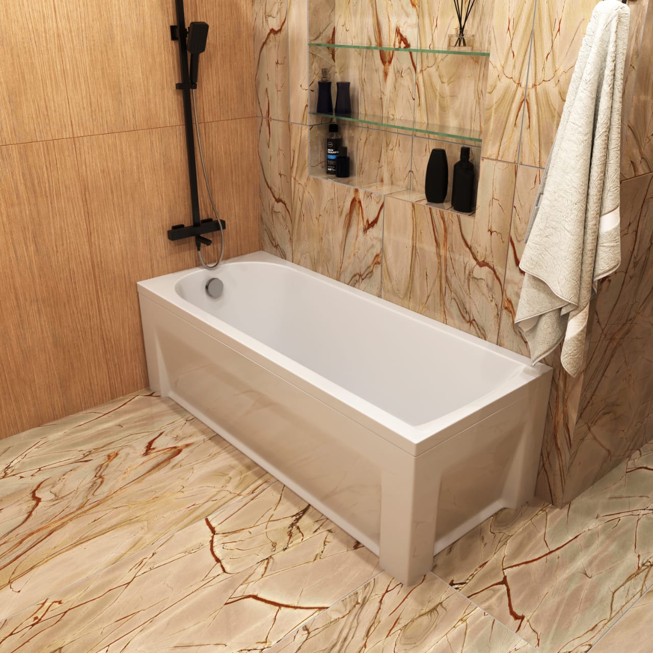 Комплект (3в1) Акриловая ванна TIMO MIKA1570 150*70*58 +Каркас + Слив-перелив