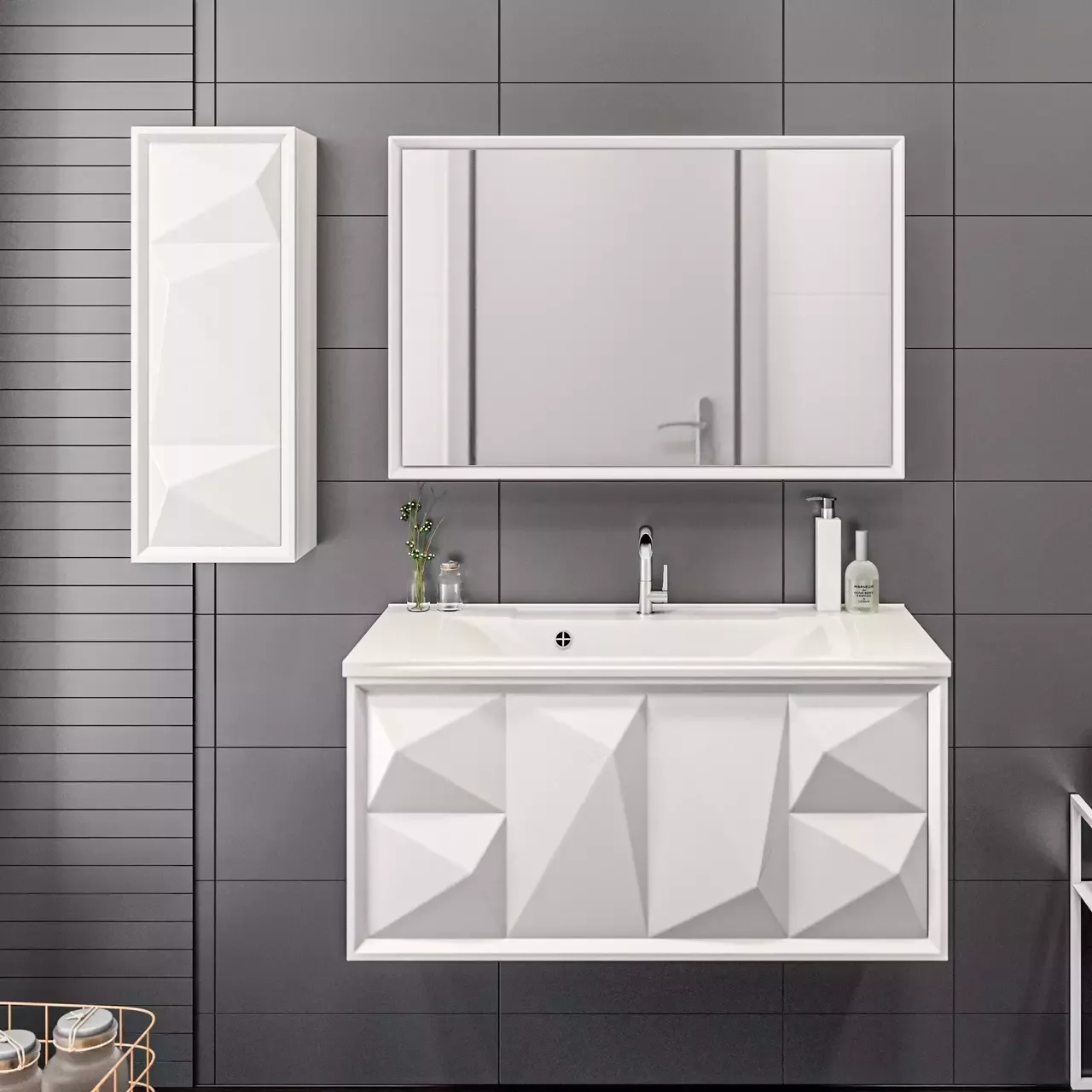 Шкаф навесной 1Marka Romb 30П White L, 1 дверь, белый