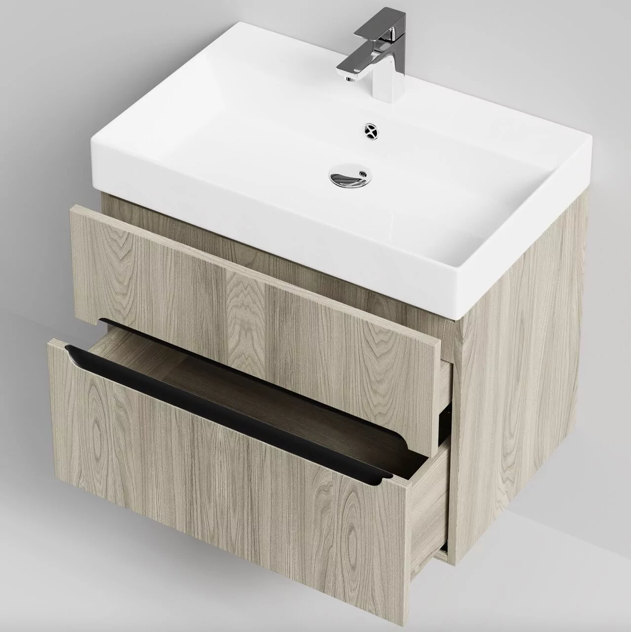 Тумба подвесная Vod-ok Бонум 70 с раковиной Stance 70, дуб + 6 цветов