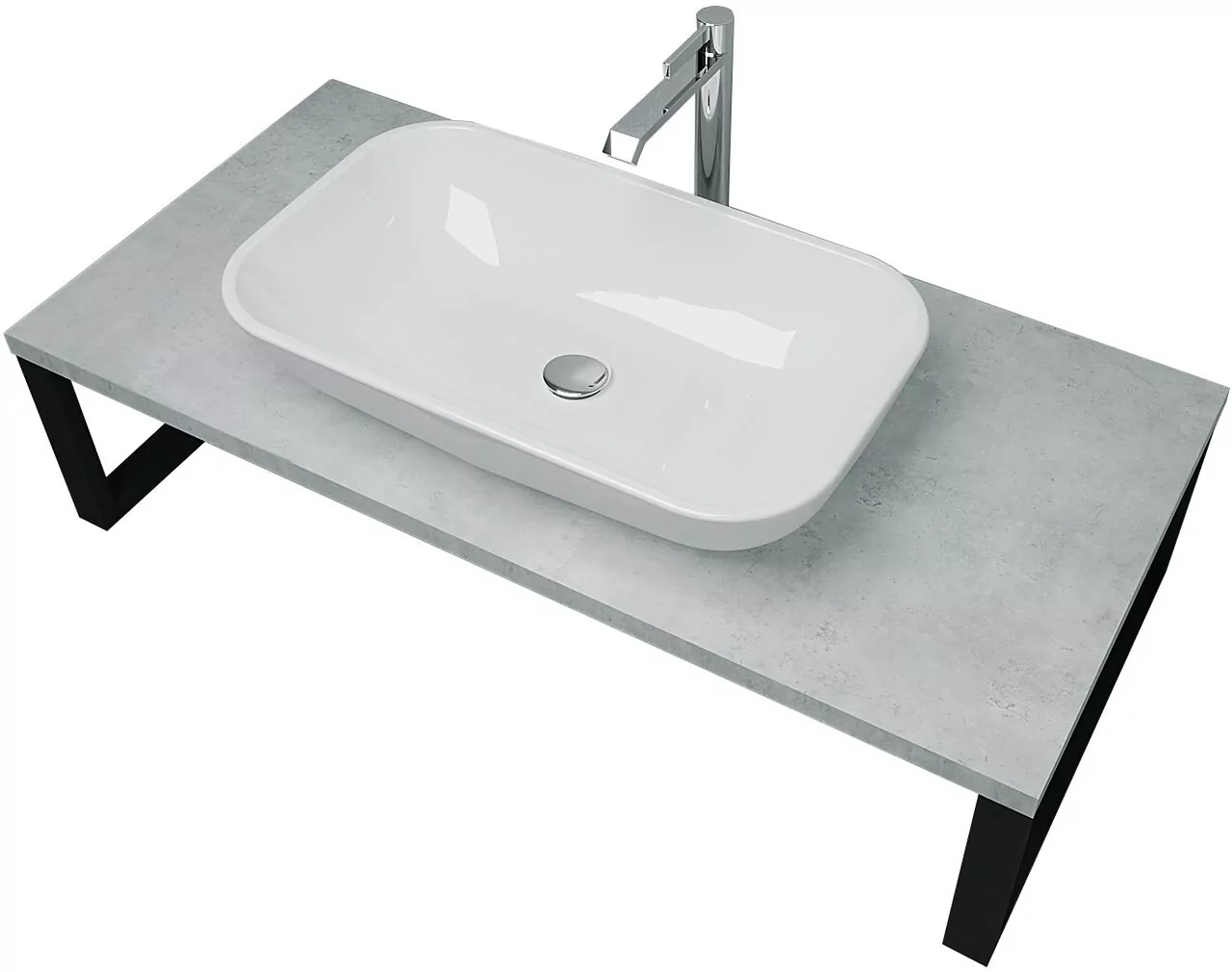 Столешница под накладную раковину 1Marka Grunge loft 100 на кронштейнах, бетон светлый