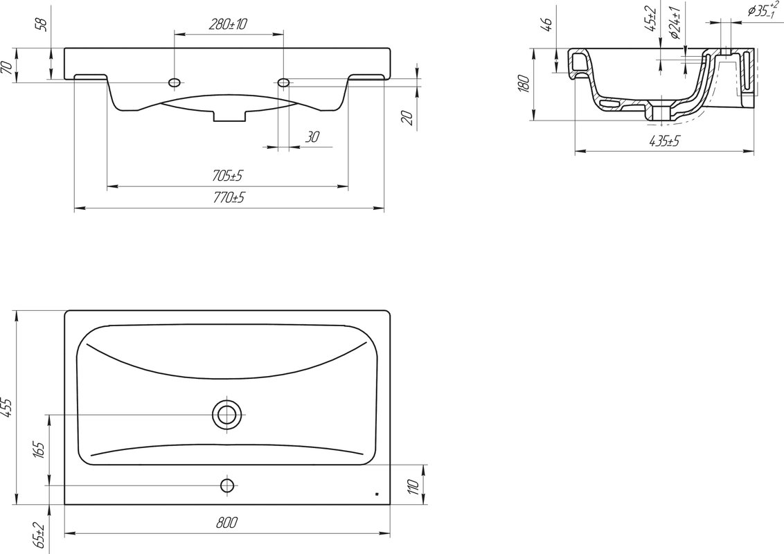 Тумба подвесная Viant Берлин 80 с раковиной Moduo 80, белый