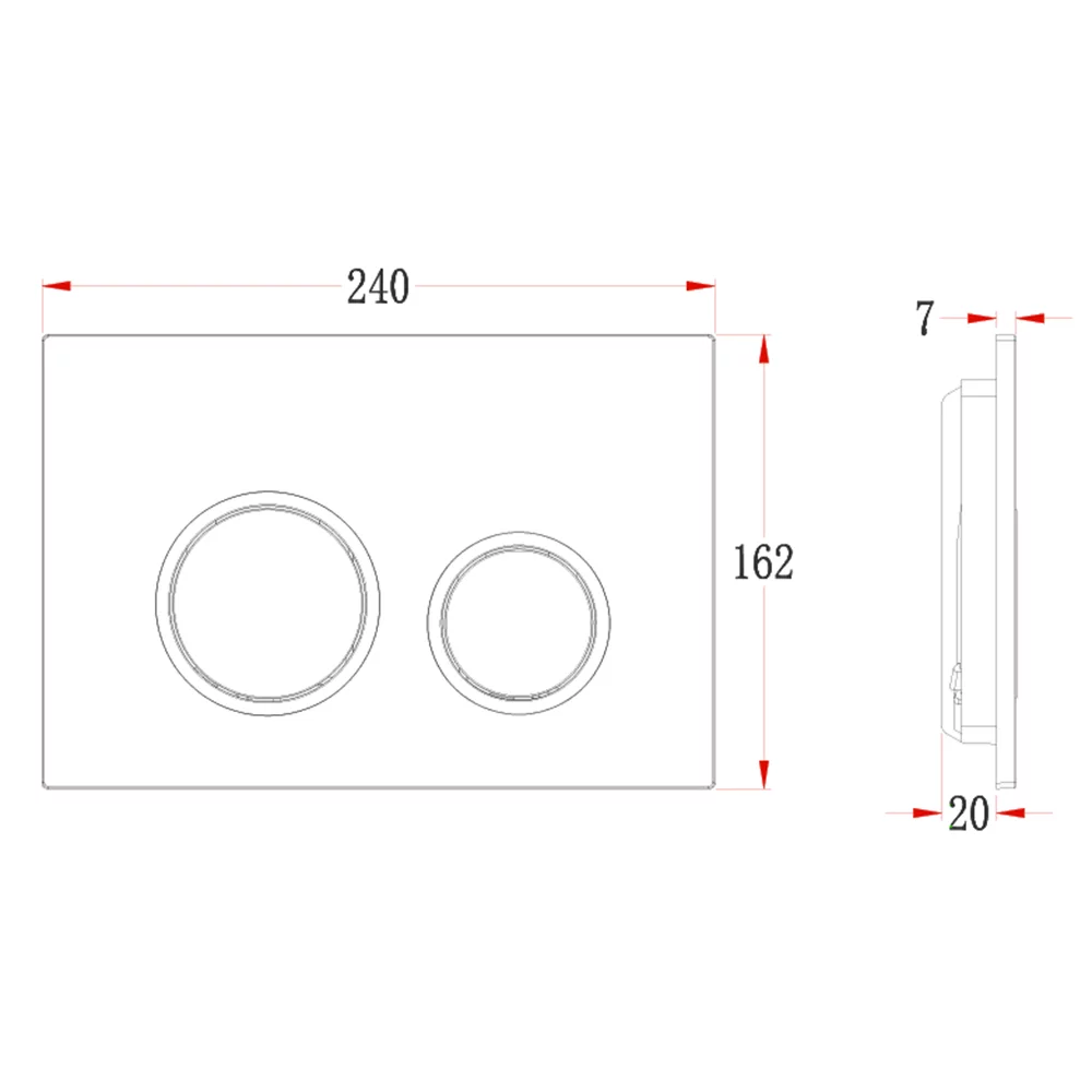Кнопка смыва Veconi FLUSH V11, FLV11-W, 240х162х7, пластик, белый глянец кайма - белый глянец