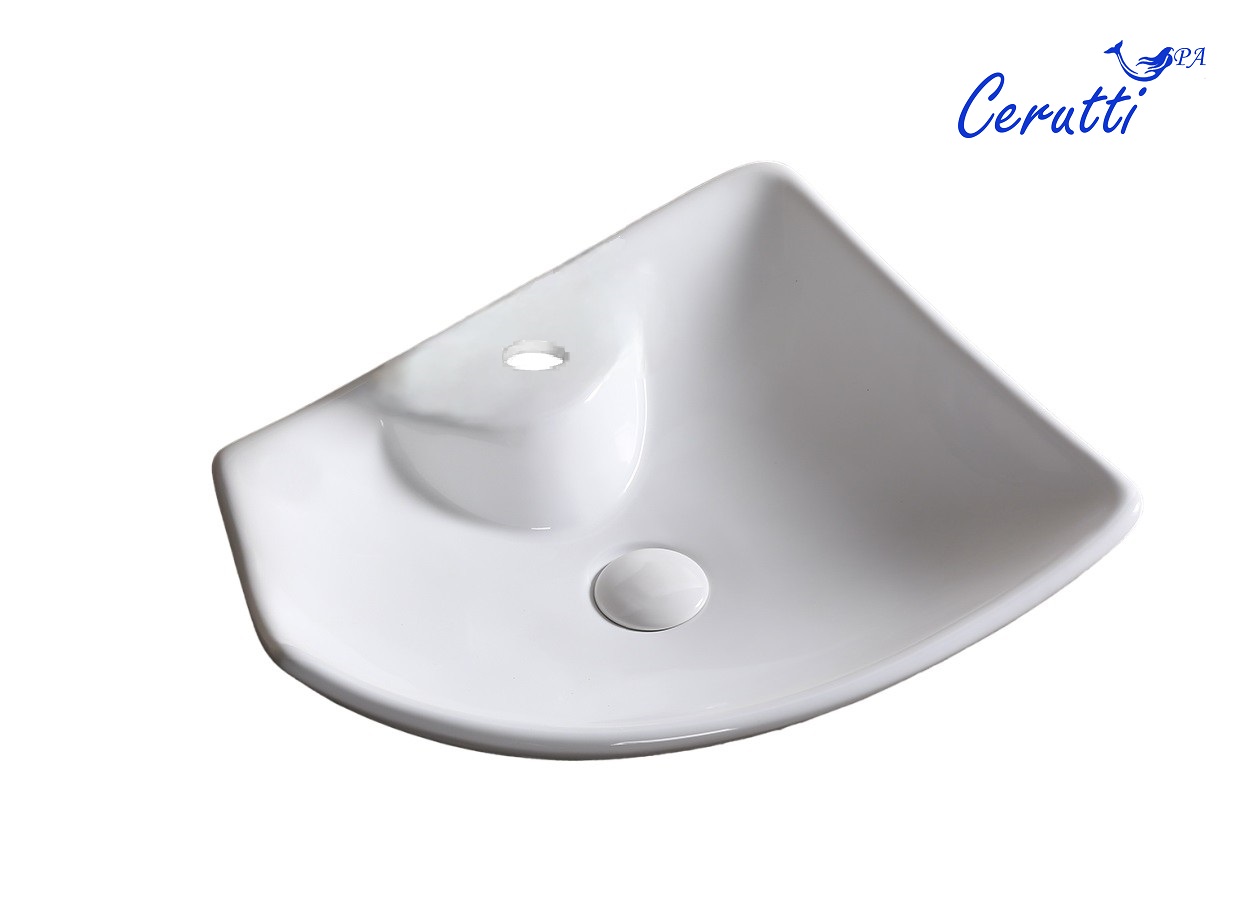 Раковина Ceruttispa CR7054 накладная, белая, асимметричная, под смеситель 500х400х130