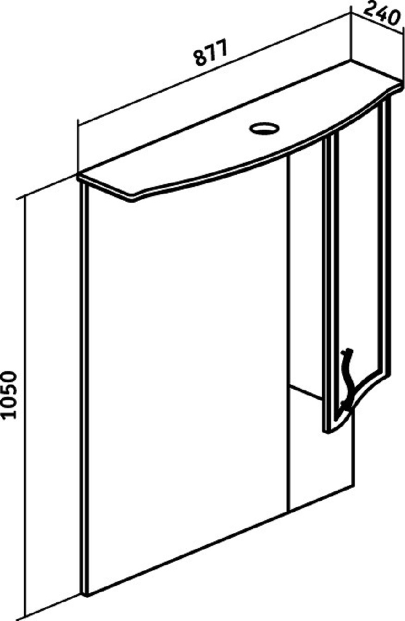 Зеркало с шкафчиком Runo Севилья 85 R, белый