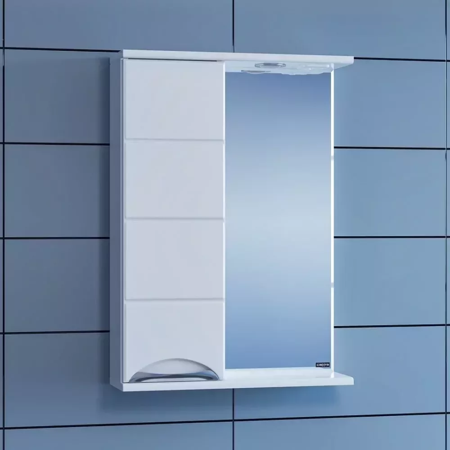 Зеркало со шкафчиком Санта Родос 50 L свет, белый