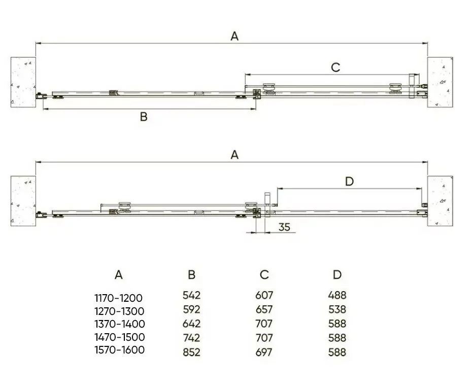 Душевая дверь Veconi VN71 120 в нишу, раздвижная, прозрачное стекло, хром