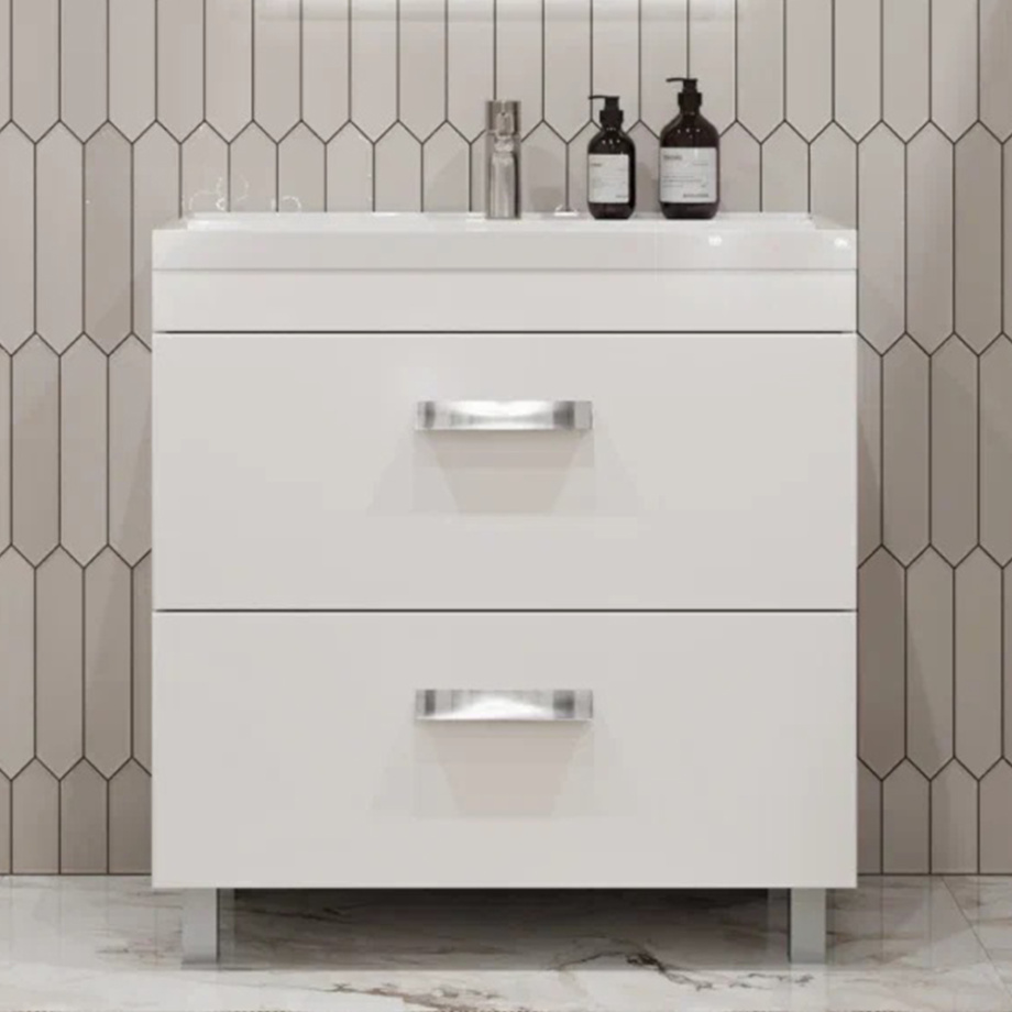 Тумба с раковиной напольная Velvex Orlando tn.ORL.CLA.80.2Y белый матовый, 80 см