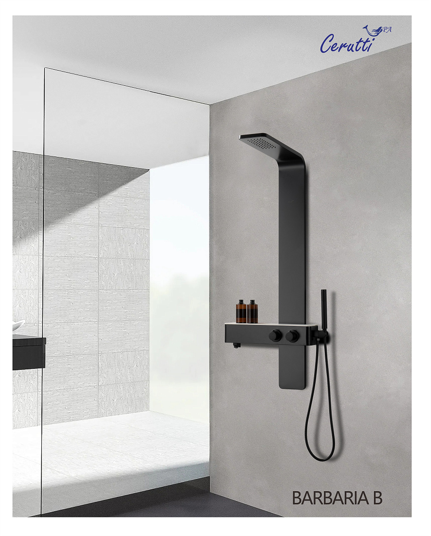 Душевая панель Ceruttispa BARBARIA B CT9657 из нержавеющей стали, цвет черный