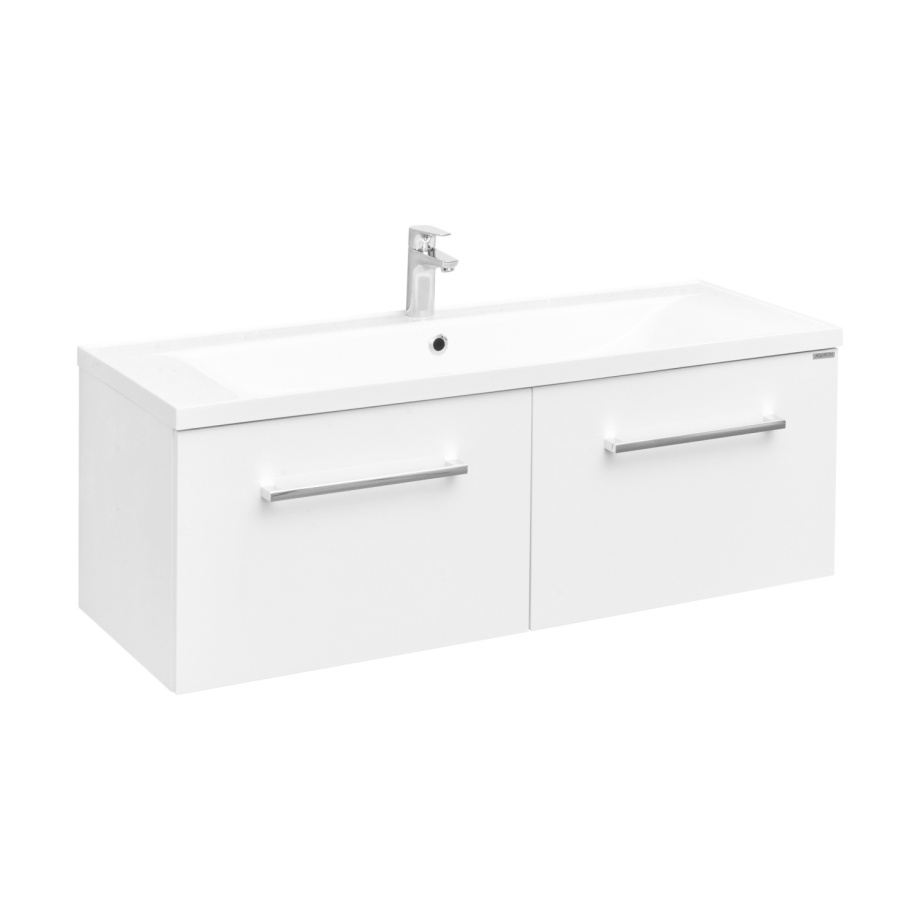 Тумба с раковиной Aquaton Мадрид 120 М, 2 ящика, подвесная, белая