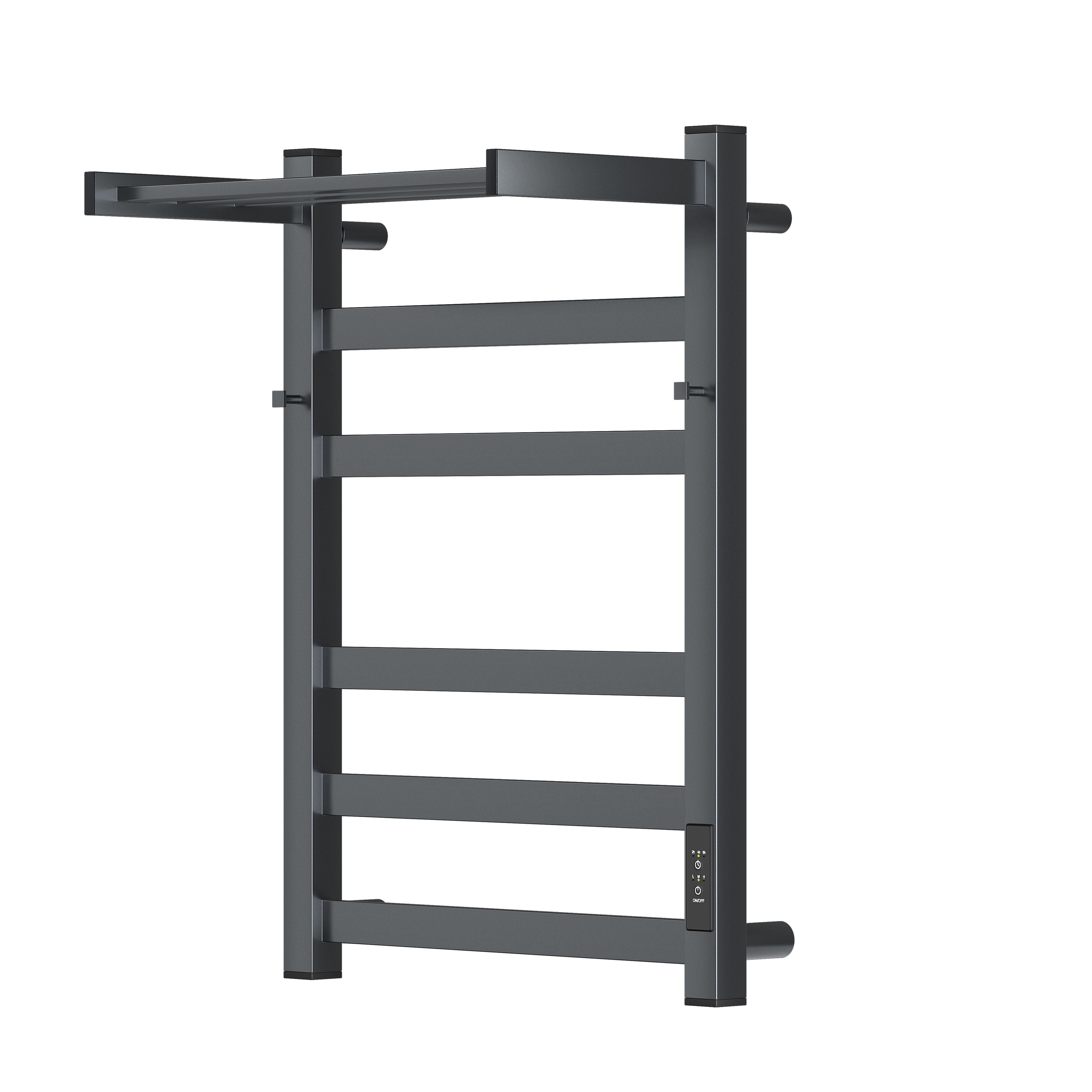 Полотенцесушитель электрический APEXTERMO Terra TR11164GF 600x400 с крючками и полкой, графит металлик