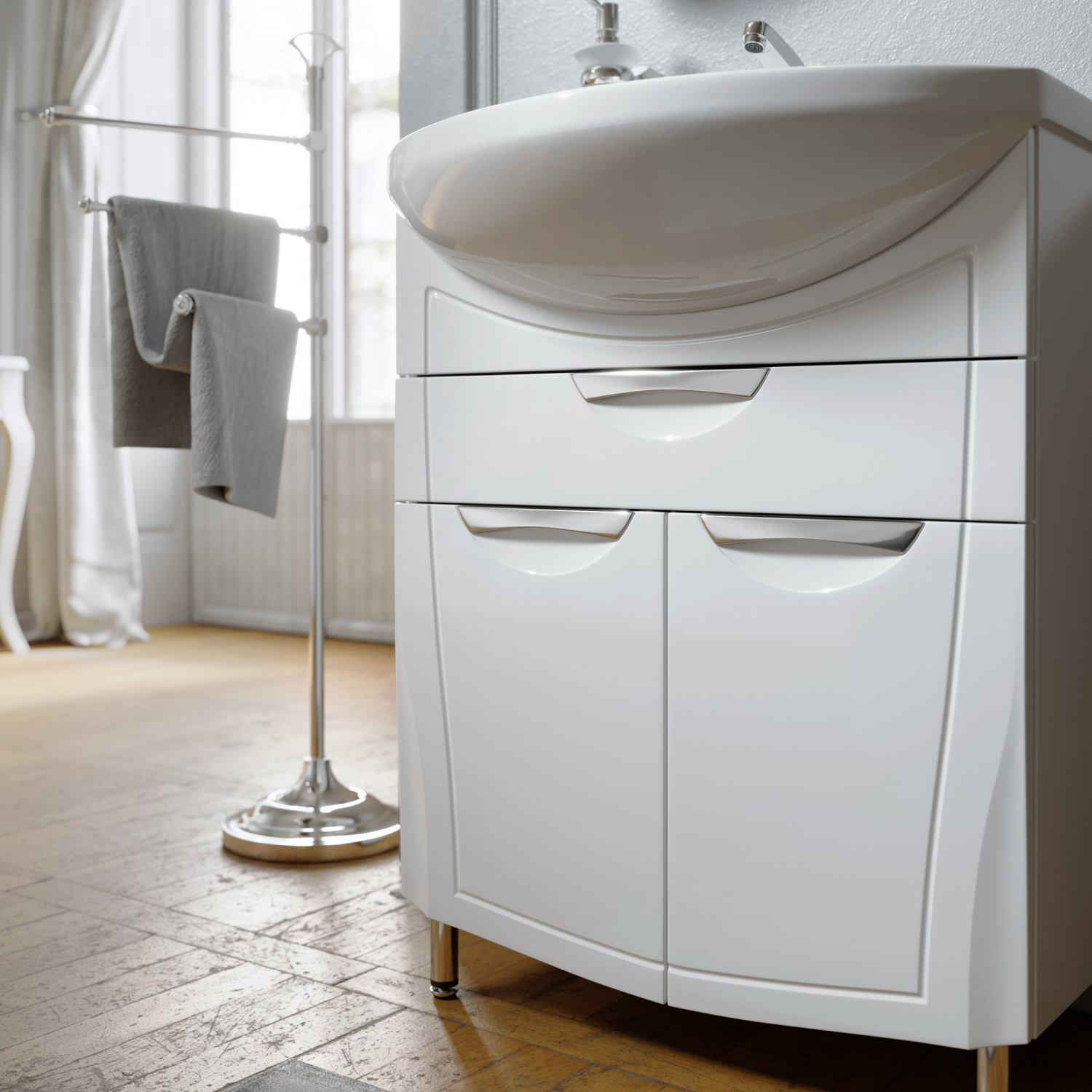 Тумба с раковиной Alavann Monaco 65-01 напольная, белая