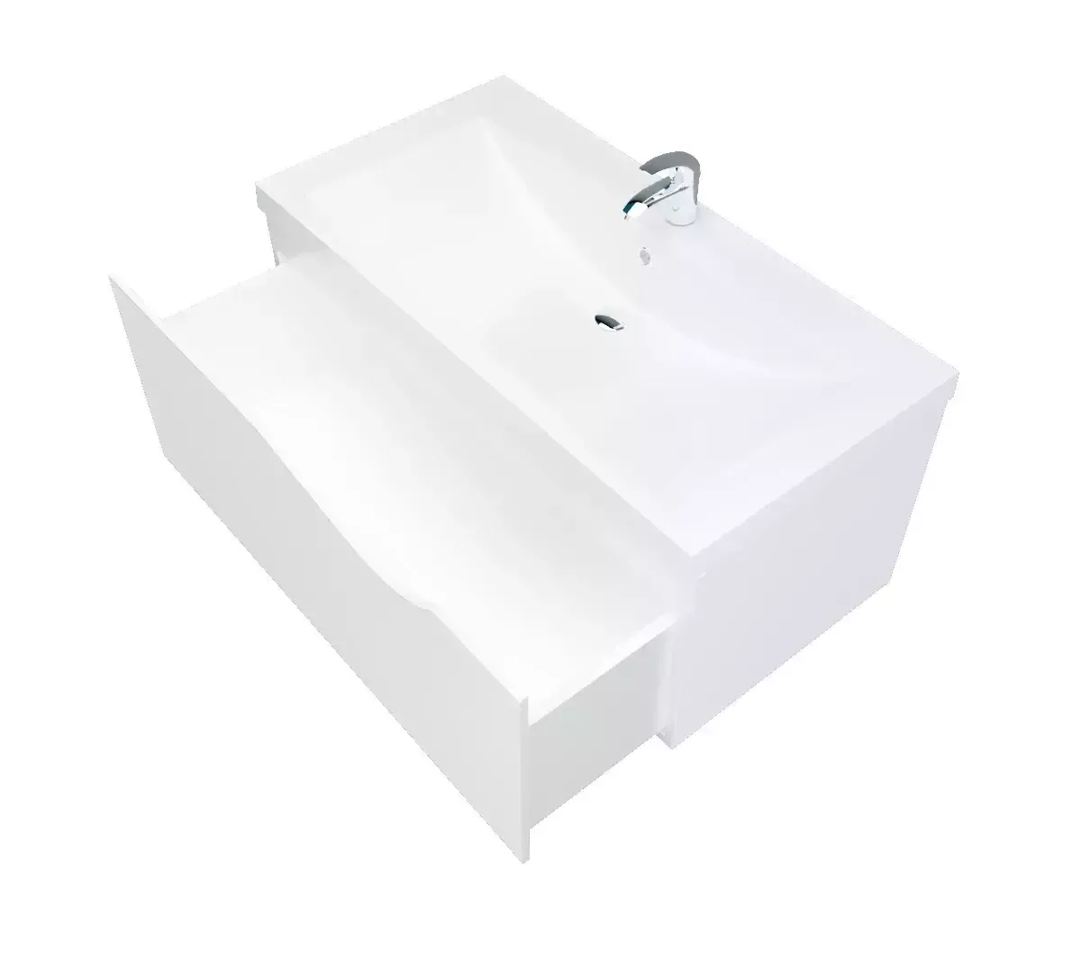 Тумба подвесная 1Marka Этюд 90П с раковиной Нота New Polytitan 90, 1 ящик, белый