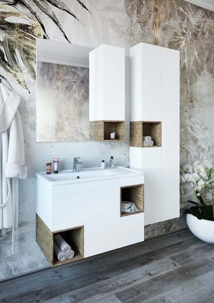 Пенал Sanflor Даллас 50 подвесной, с открытой полкой, дуб рустикальный